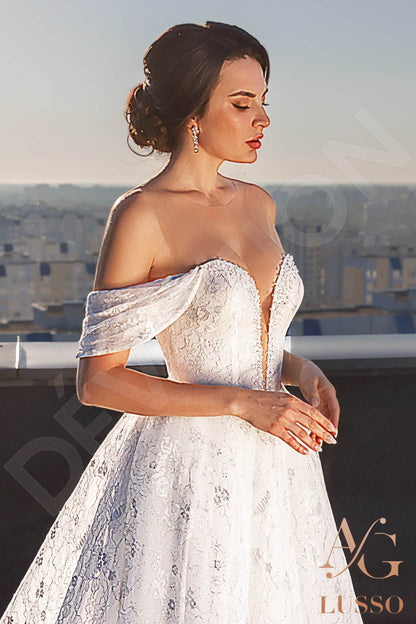 Kiley Illusion back A-line Detachable sleeves Wedding Dress 10