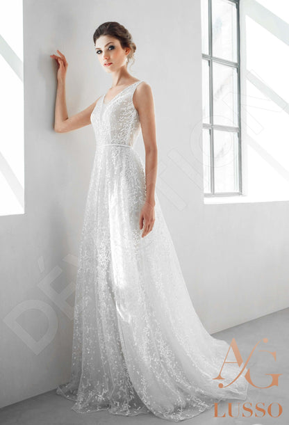 Sicily Open back A-line Sleeveless Wedding Dress Front