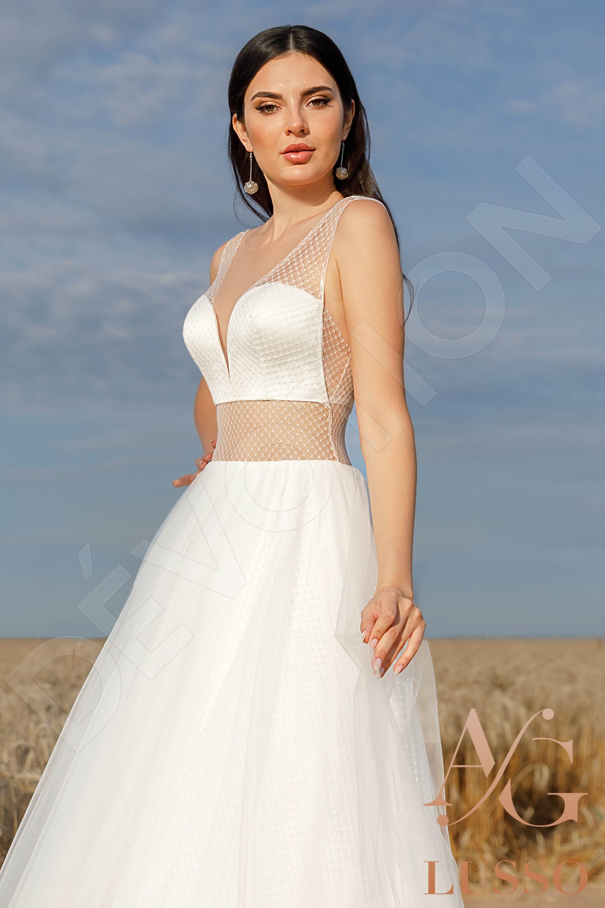 Annabelia A-line Illusion Ivory Wedding dress