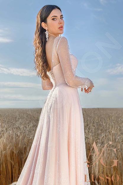 Aloria Open back A-line Long sleeve Wedding Dress 3