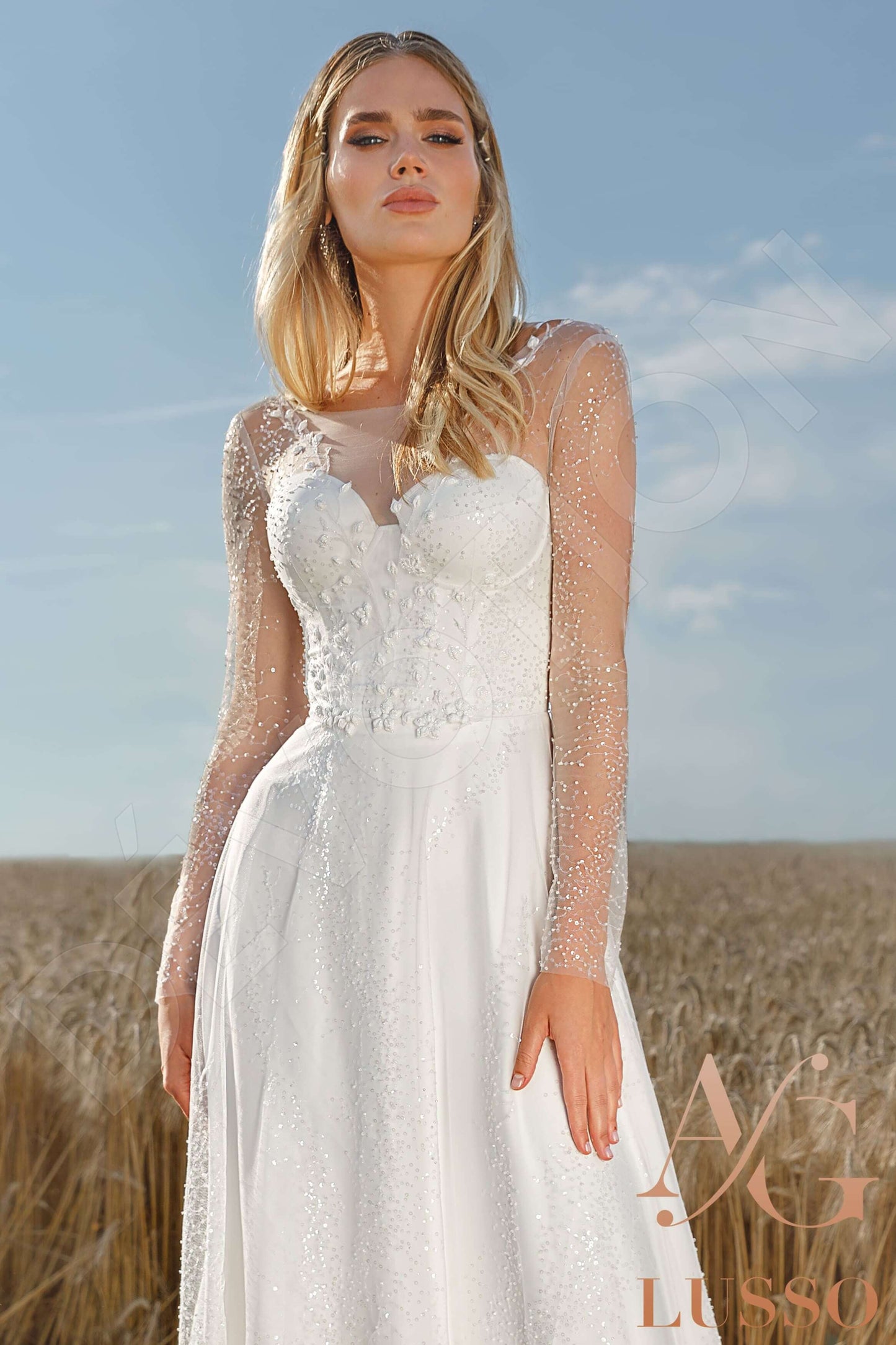 Anaria Open back A-line Long sleeve Wedding Dress 5