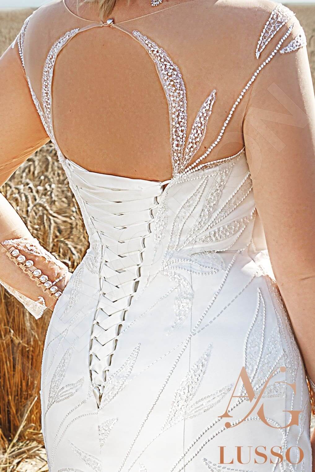 Buna Trumpet/Mermaid Jewel Ivory Wedding dress