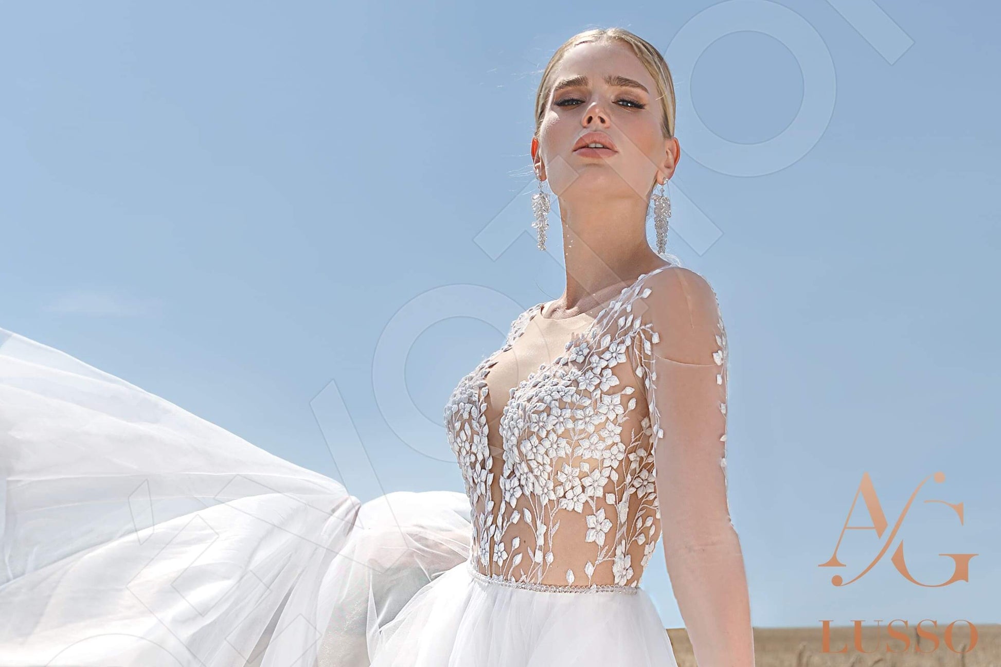 Aubrey A-line Illusion Ivory Wedding dress