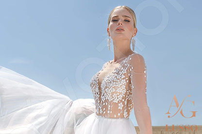 Aubrey Open back A-line Long sleeve Wedding Dress 7