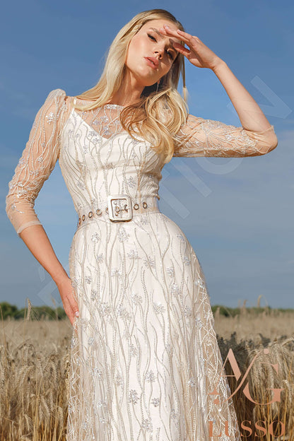 Barbinne Full back A-line 3/4 sleeve Wedding Dress 5