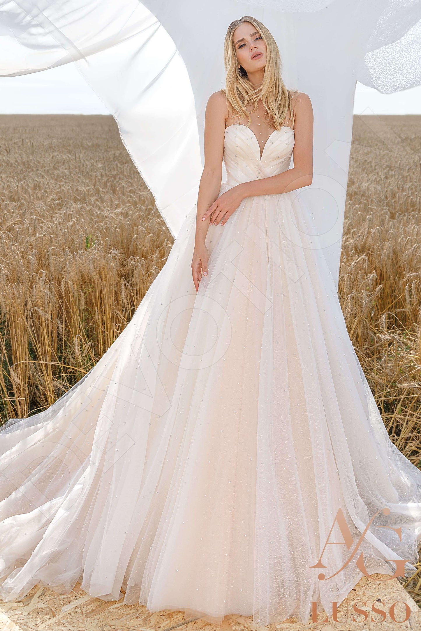 Brenditta Illusion back A-line Sleeveless Wedding Dress Front