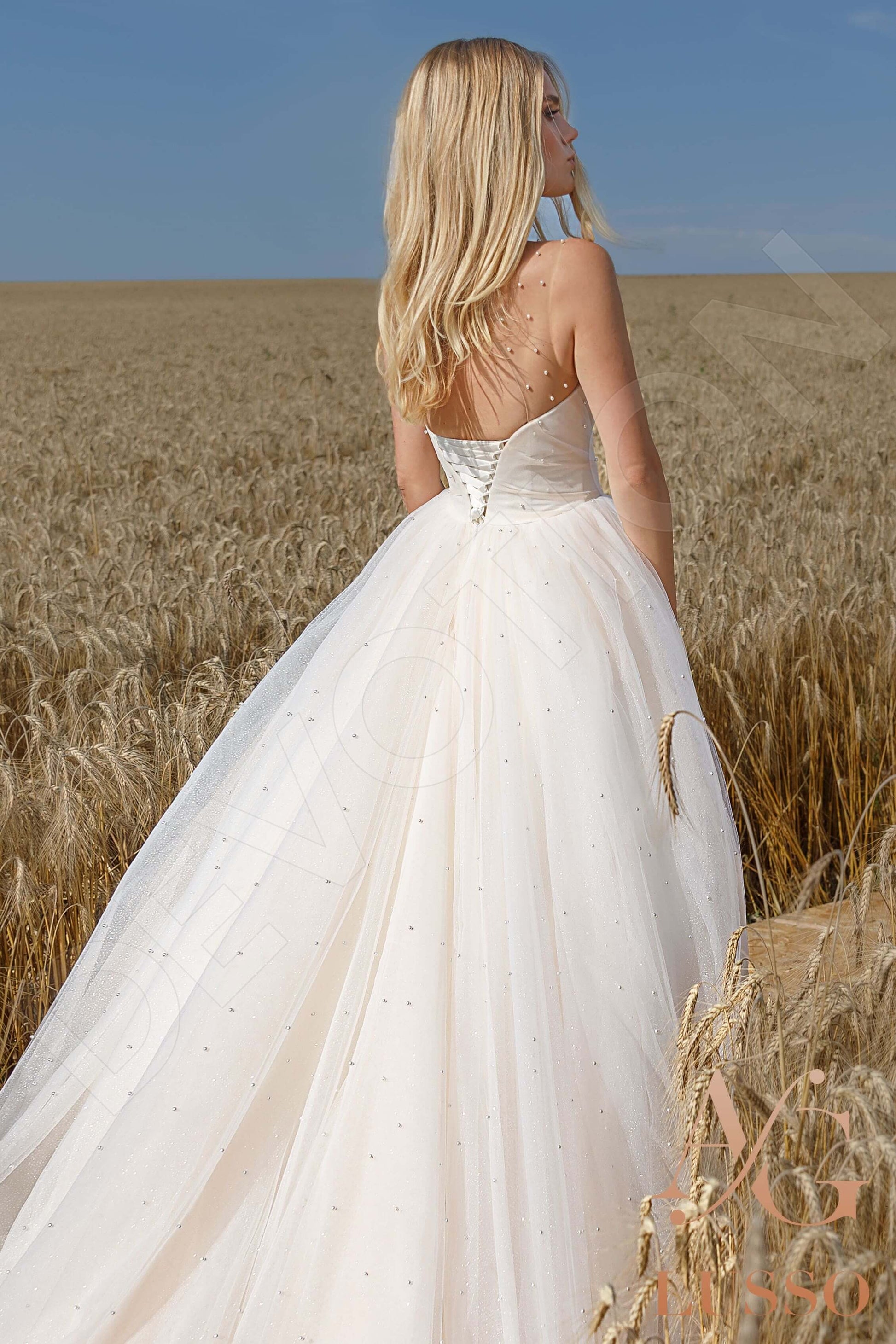 Brenditta A-line Illusion Ivory Carne Wedding dress