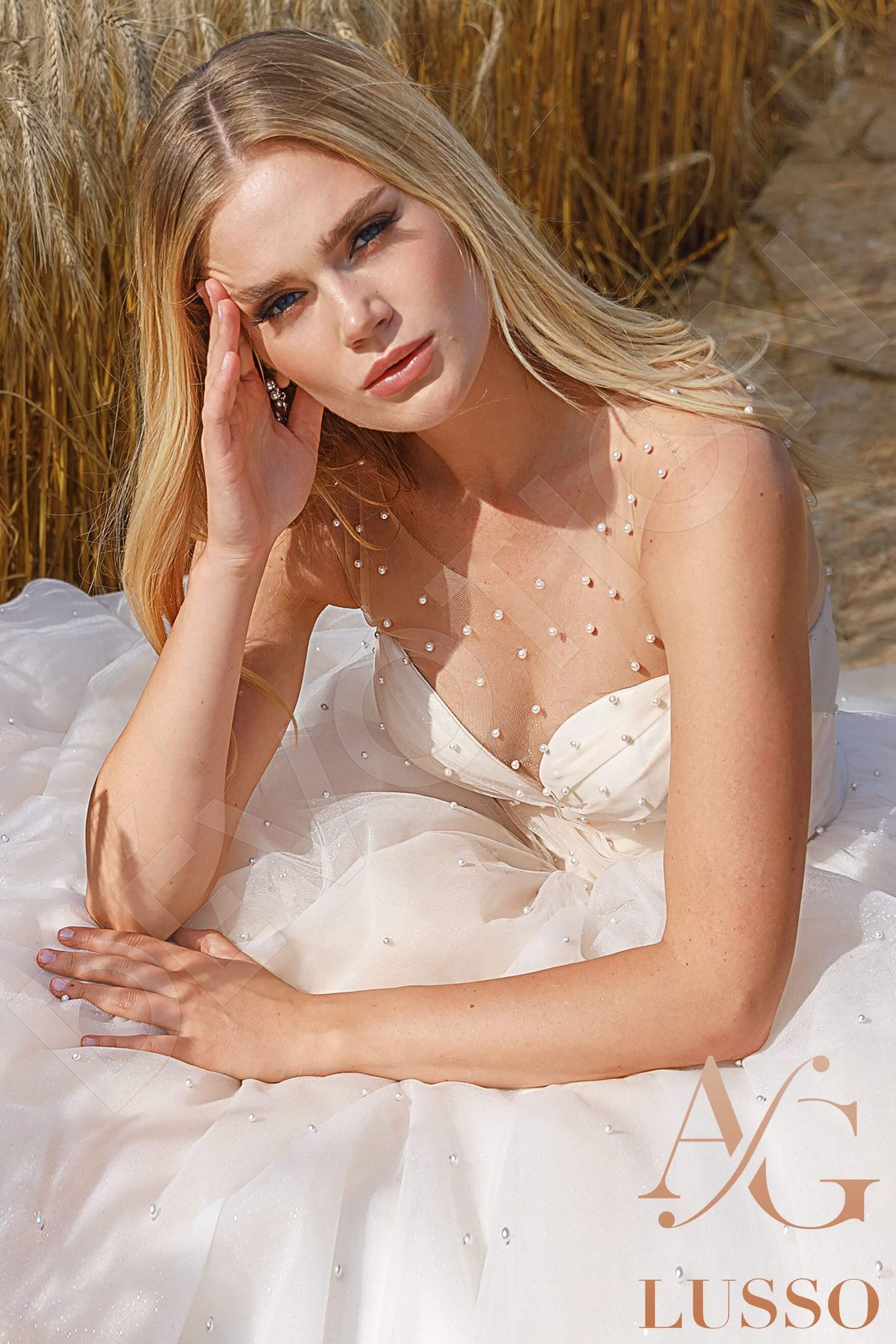 Brenditta A-line Illusion Ivory Carne Wedding dress