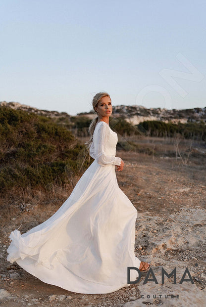Merida Open back A-line Long sleeve Wedding Dress 4
