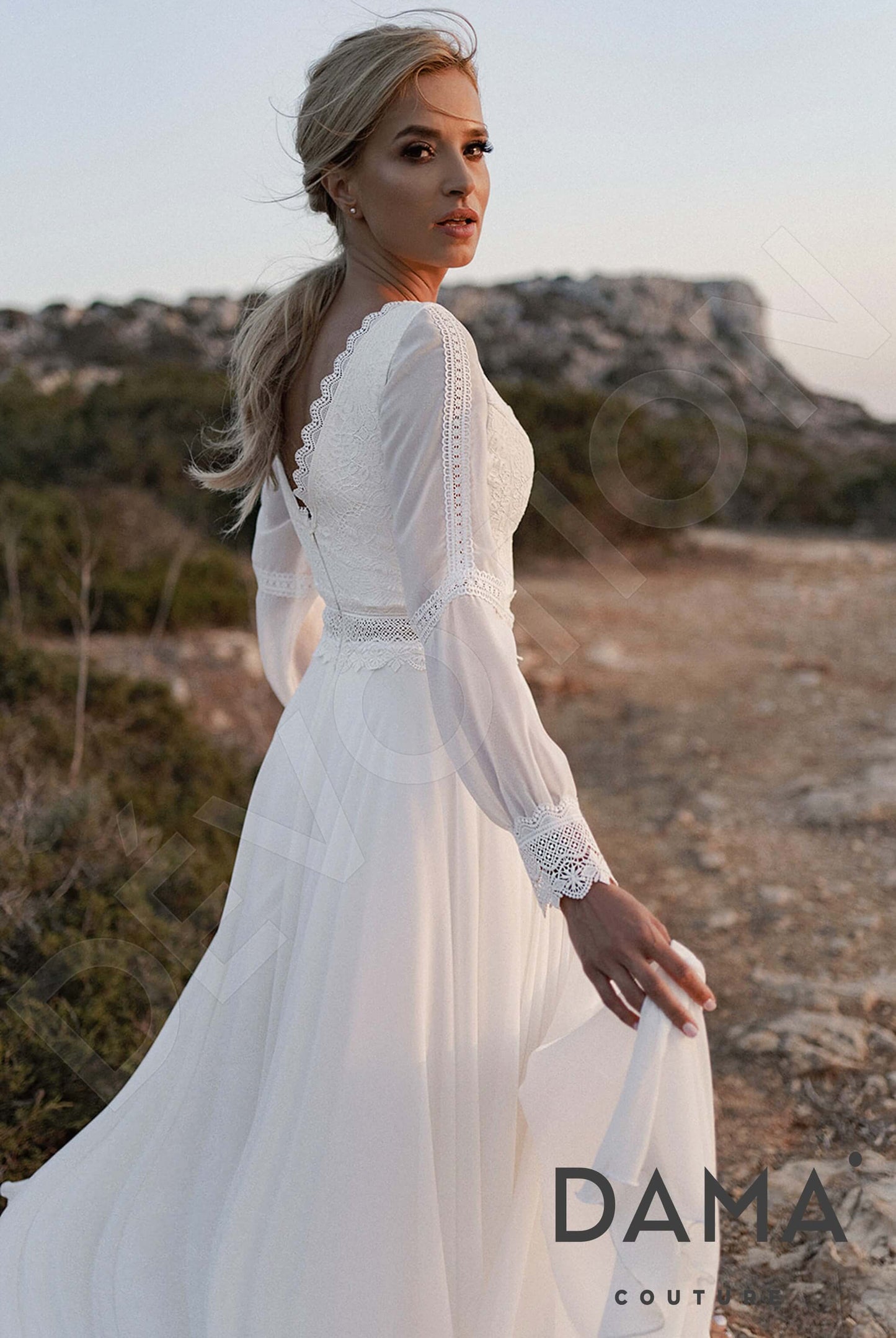 Merida Open back A-line Long sleeve Wedding Dress 7