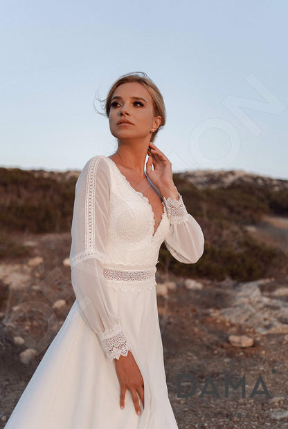 Merida Open back A-line Long sleeve Wedding Dress 5