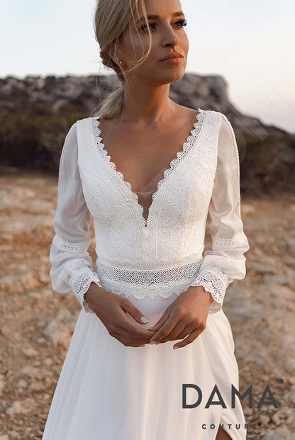 Merida Open back A-line Long sleeve Wedding Dress 2