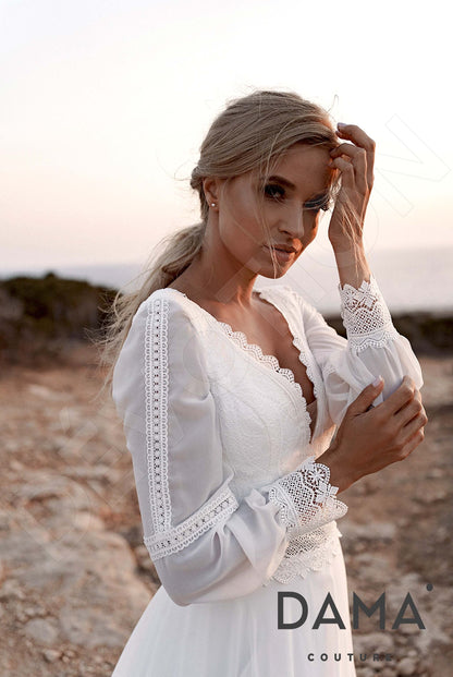 Merida Open back A-line Long sleeve Wedding Dress 8