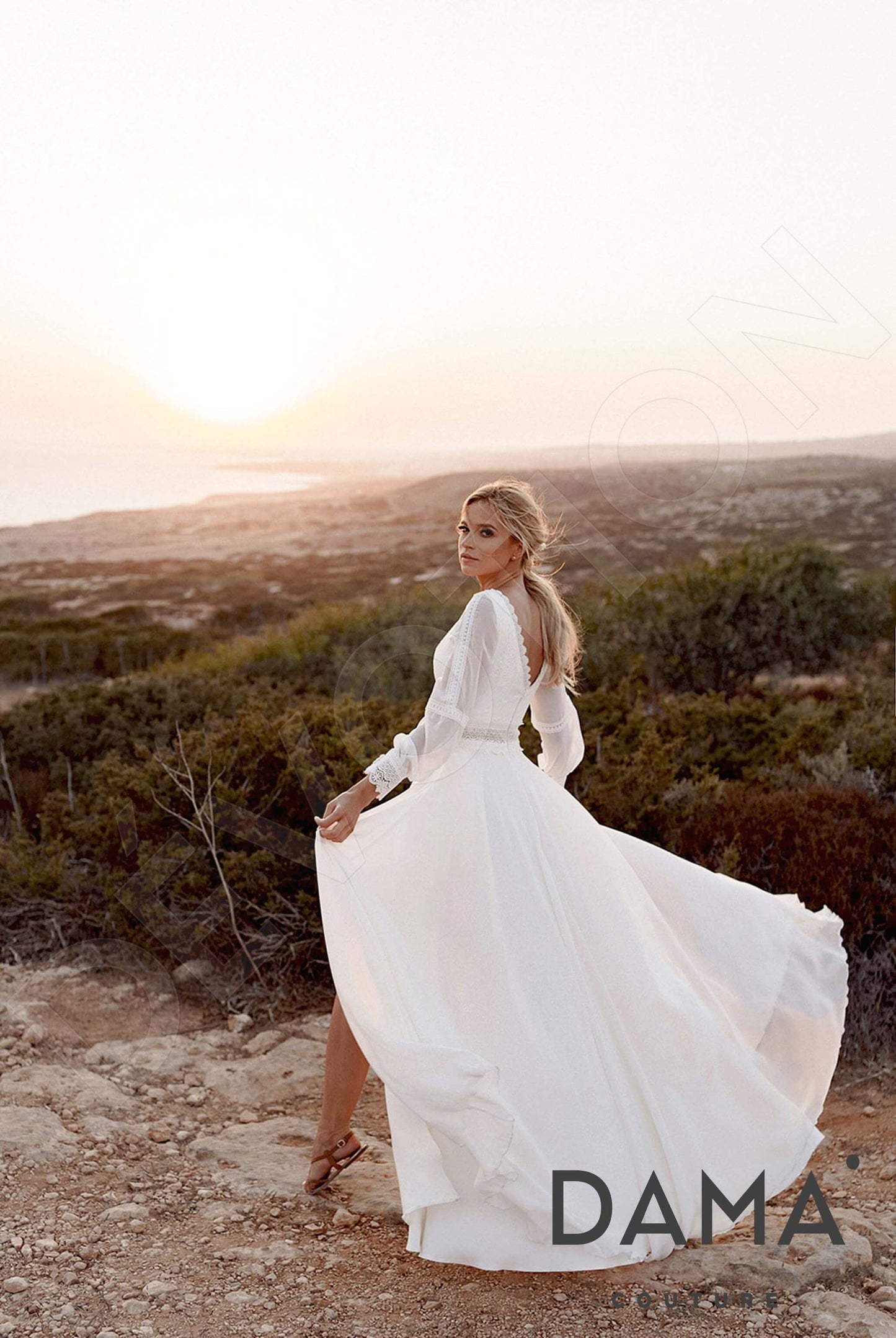 Merida Open back A-line Long sleeve Wedding Dress 6