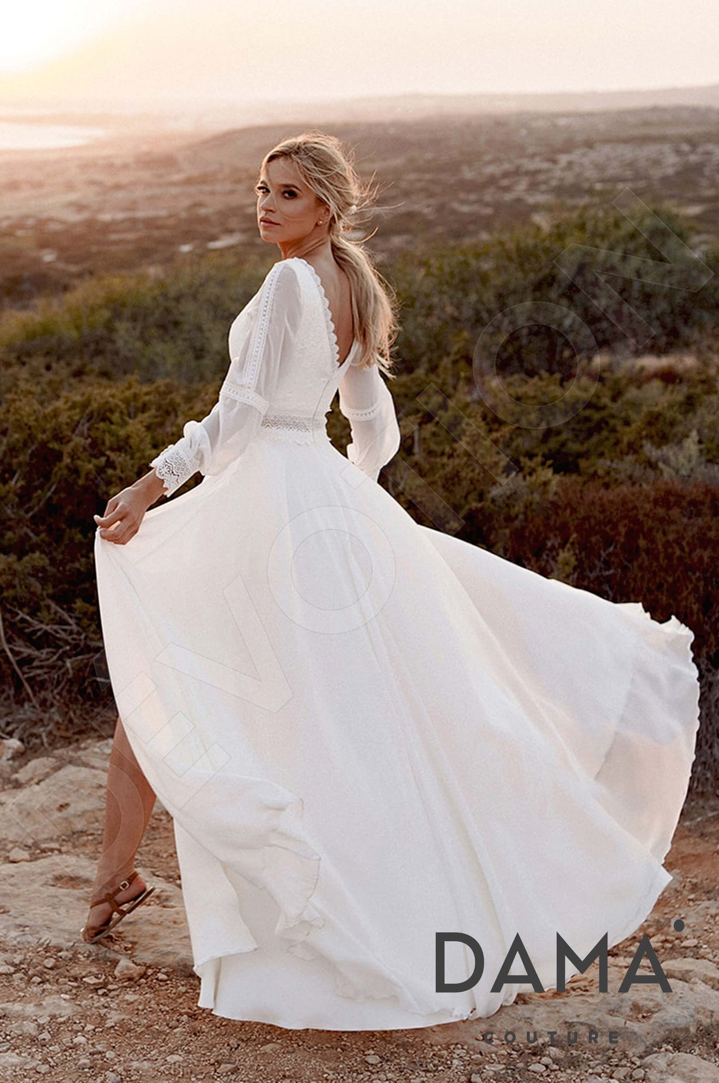 Merida Open back A-line Long sleeve Wedding Dress Back