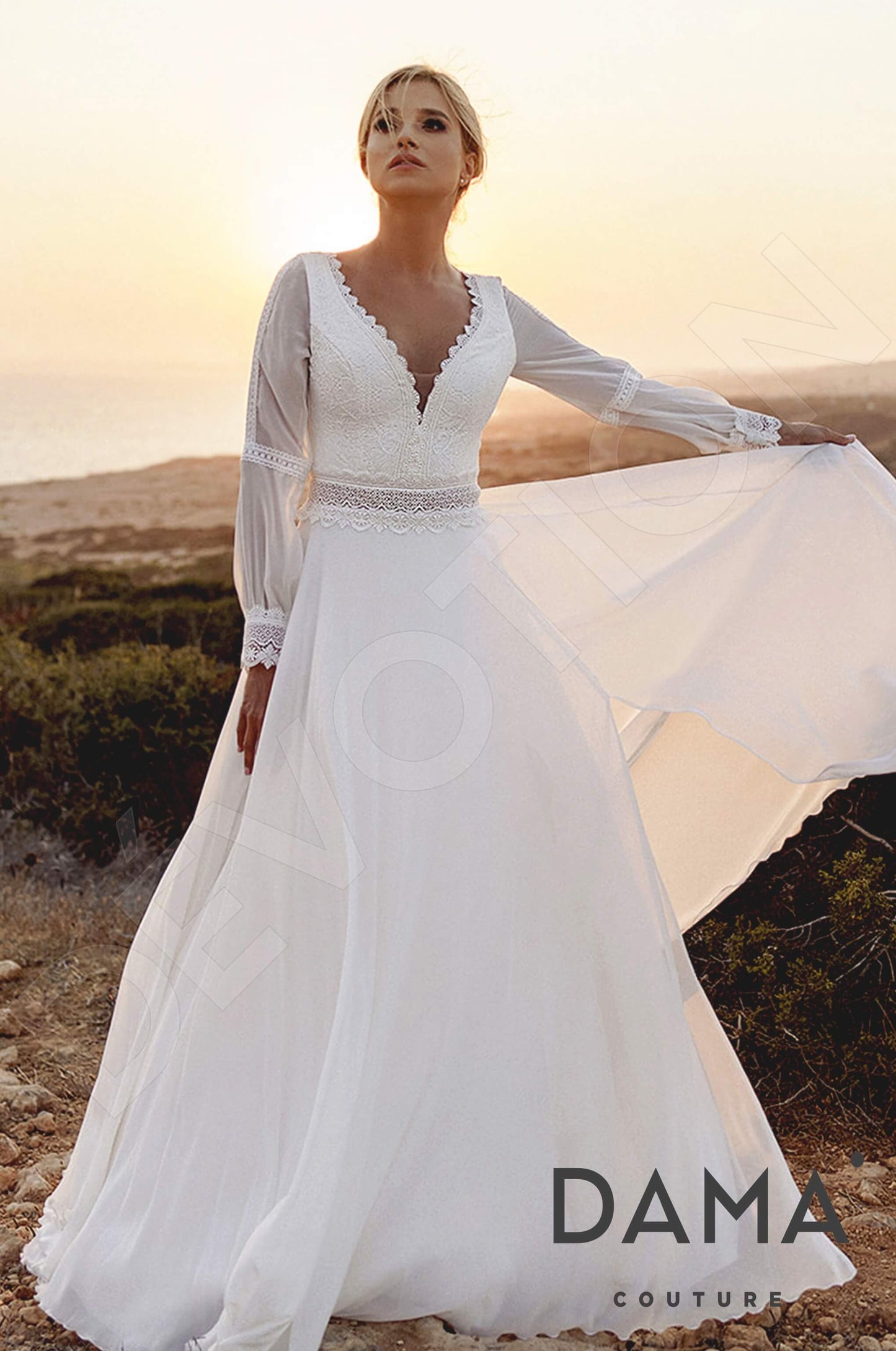 Merida Open back A-line Long sleeve Wedding Dress Front