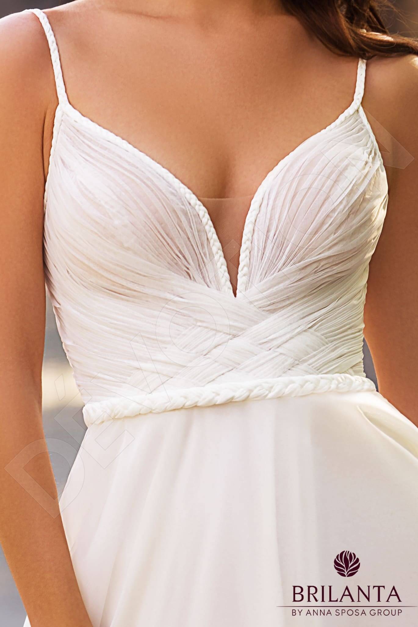 Glossy A-line V-neck Milk Wedding dress