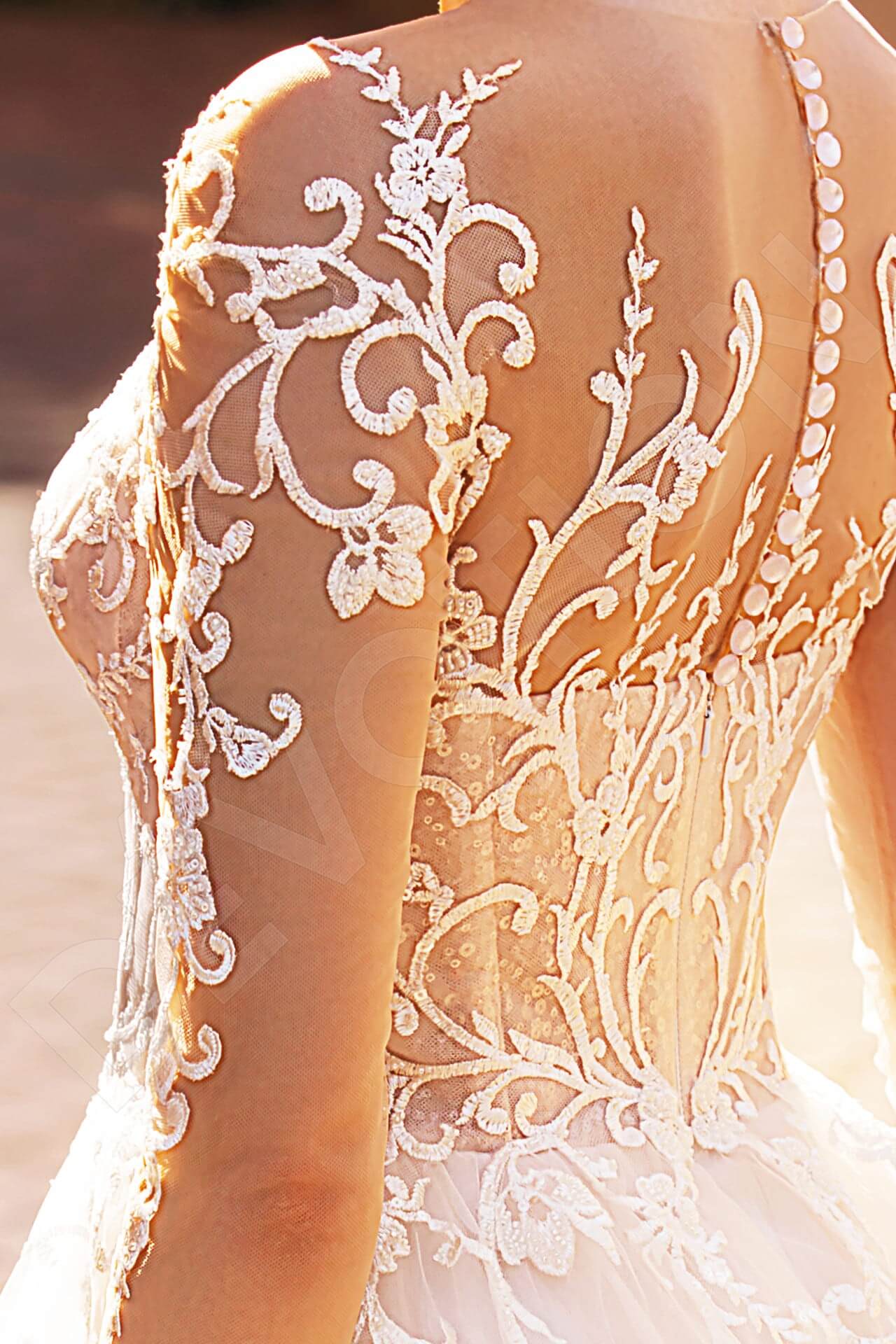 Holmy A-line Illusion Ivory Nude Wedding dress