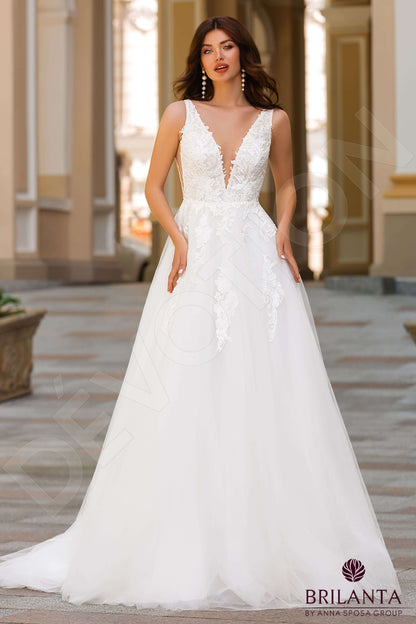 Ibris Open back A-line Sleeveless Wedding Dress Front