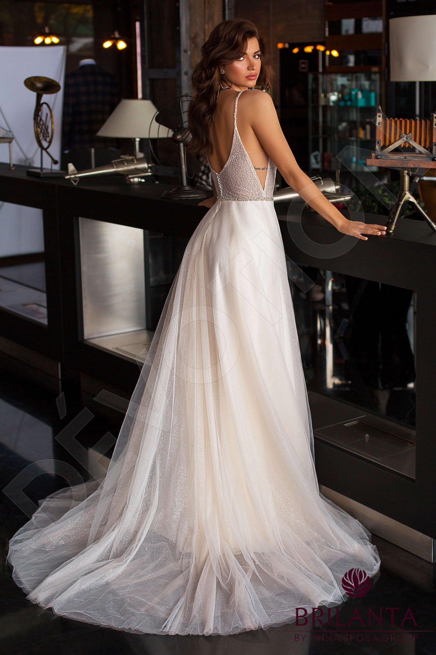 Kendalia Open back A-line Sleeveless Wedding Dress Back