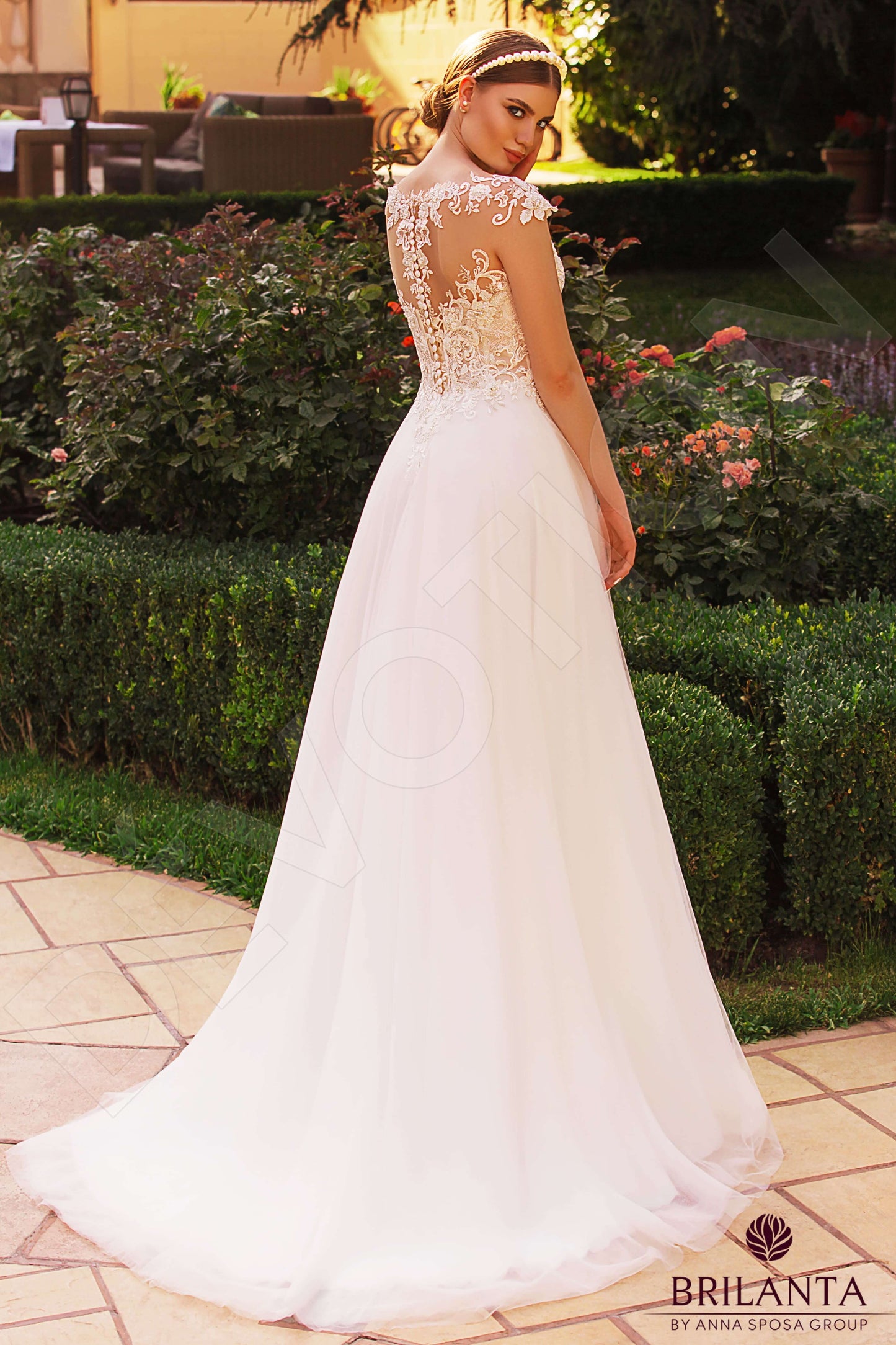 Lotinna Full back A-line Short/ Cap sleeve Wedding Dress Front