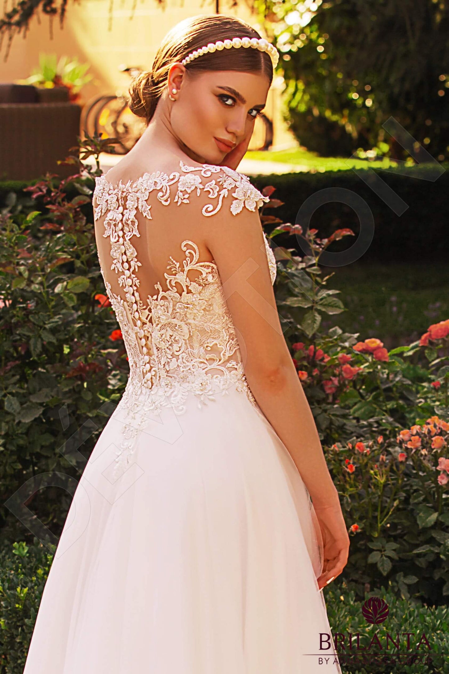 Lotinna Full back A-line Short/ Cap sleeve Wedding Dress 3