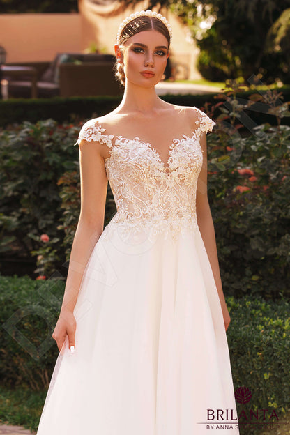 Lotinna Full back A-line Short/ Cap sleeve Wedding Dress Back
