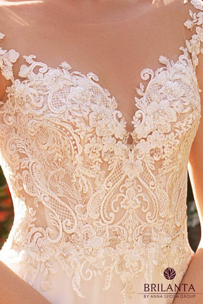Lotinna Full back A-line Short/ Cap sleeve Wedding Dress 5