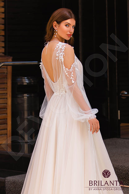 Meldi Open back A-line Long sleeve Wedding Dress 5