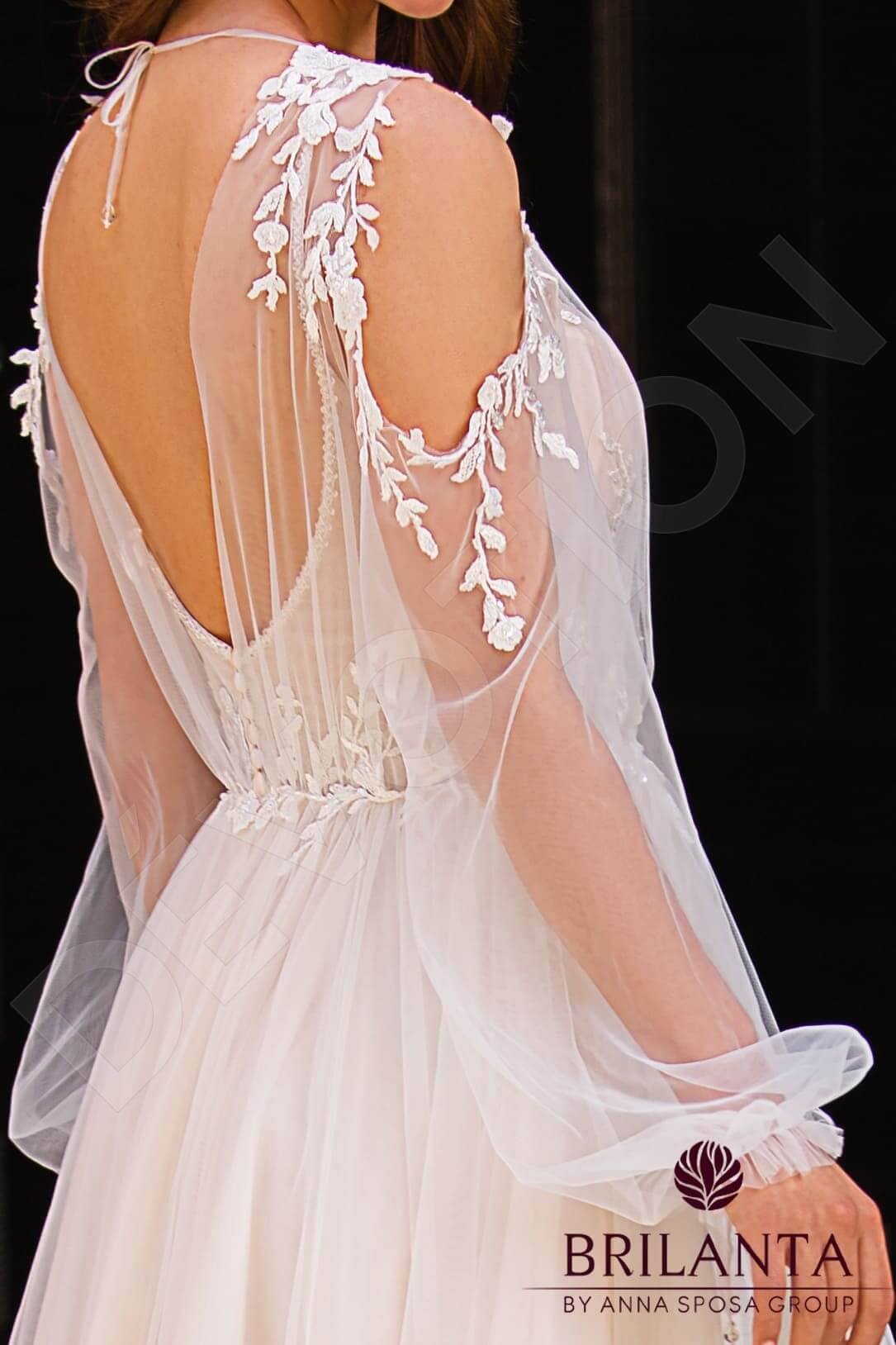 Meldi A-line Jewel Milk Nude Wedding dress