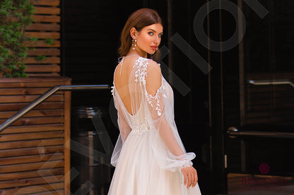 Meldi Open back A-line Long sleeve Wedding Dress 8