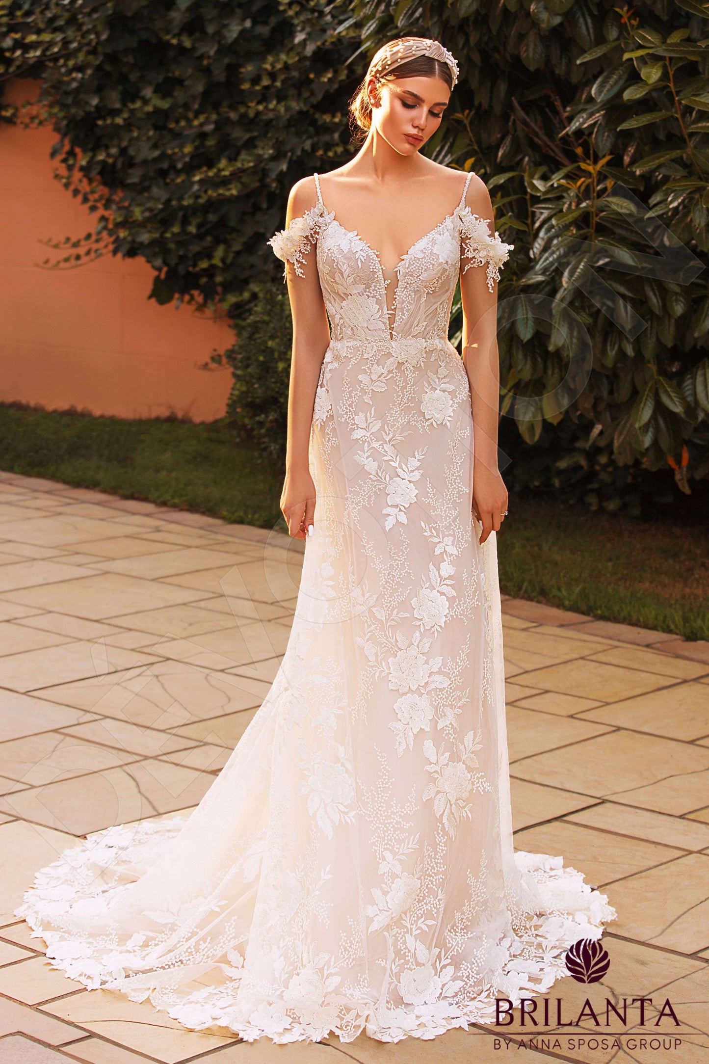 Myrtella Open back A-line Straps Wedding Dress Front