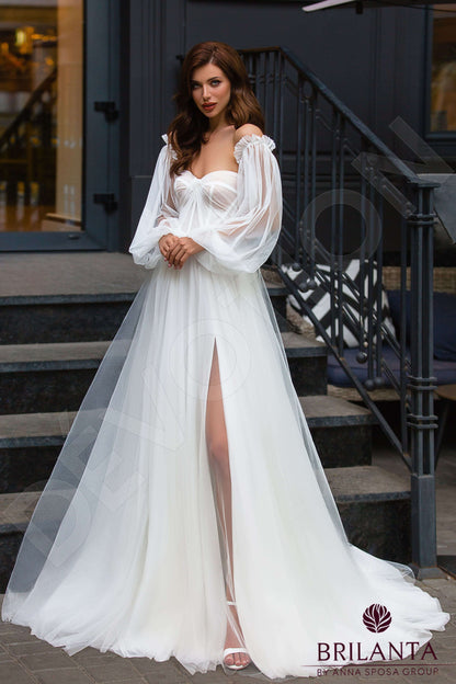 Romi Open back A-line Long sleeve Wedding Dress Front