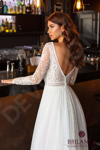Valentine Open back A-line Long sleeve Wedding Dress 7