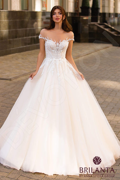 Willer Illusion back A-line Short/ Cap sleeve Wedding Dress Front
