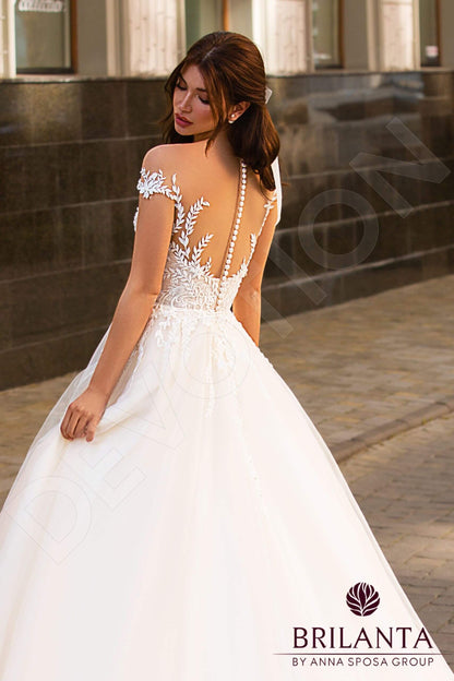 Willer Illusion back A-line Short/ Cap sleeve Wedding Dress 3