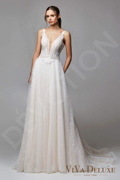 Adelle Open back A-line Sleeveless Wedding Dress Front