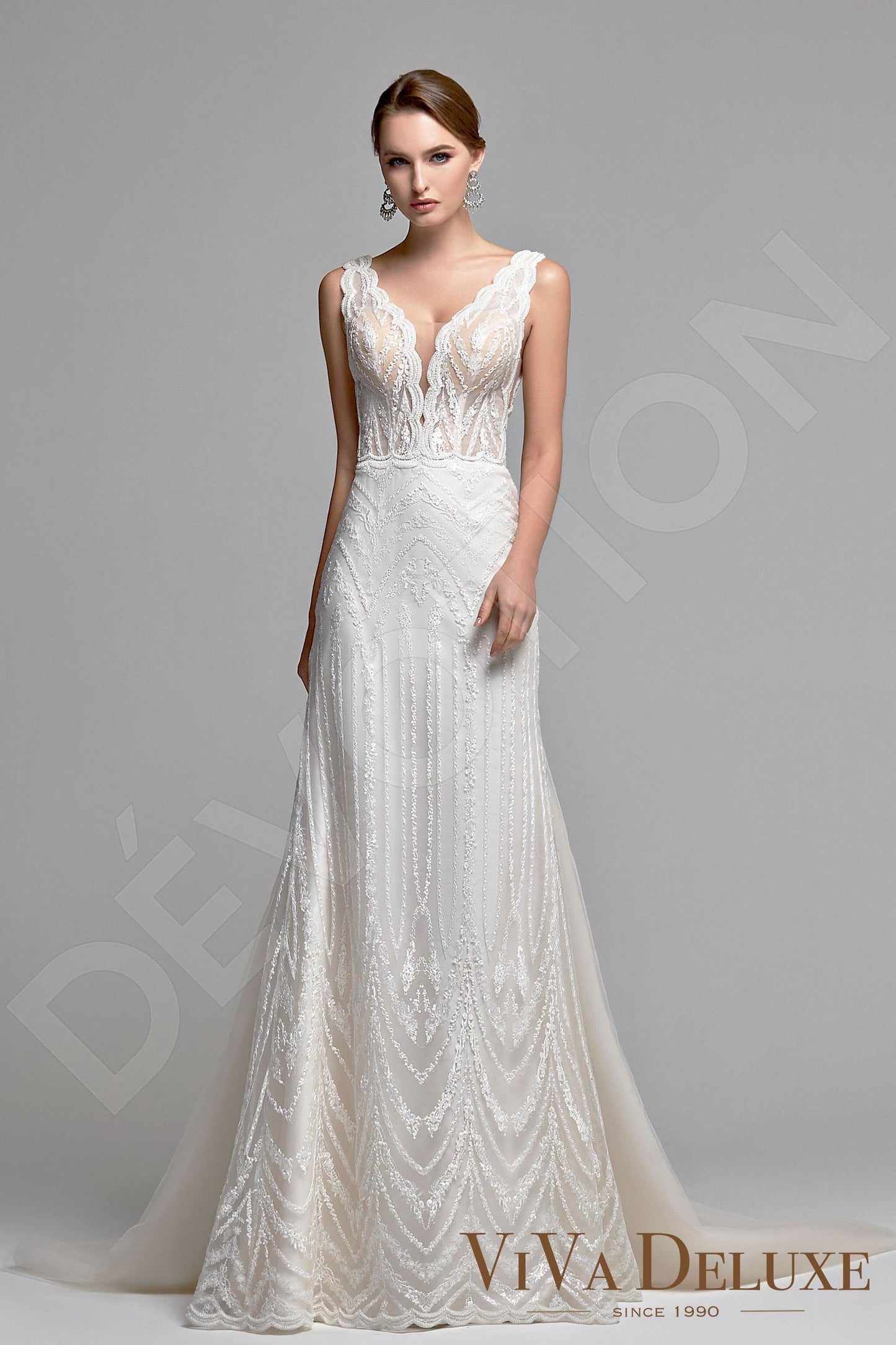 Vivena Open back A-line Sleeveless Wedding Dress Front