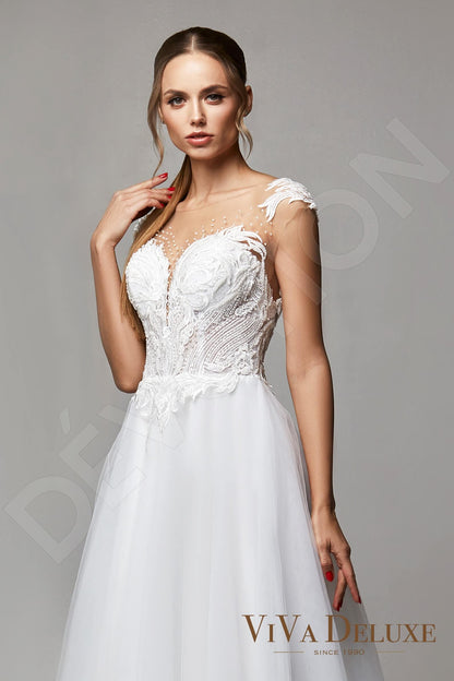 Anna Illusion back A-line Short/ Cap sleeve Wedding Dress 2