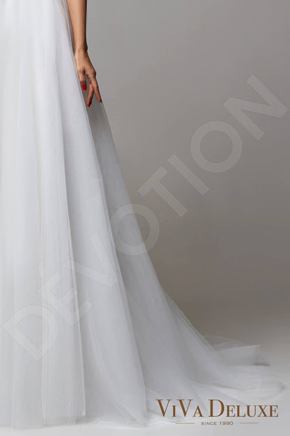 Anna Illusion back A-line Short/ Cap sleeve Wedding Dress 4