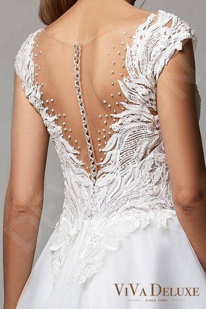 Anna Illusion back A-line Short/ Cap sleeve Wedding Dress 5
