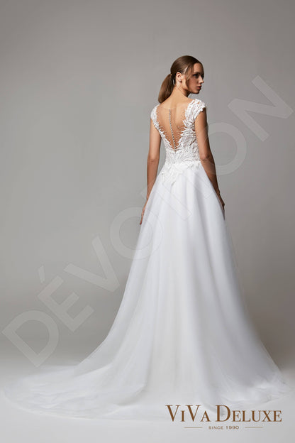 Anna Illusion back A-line Short/ Cap sleeve Wedding Dress 7