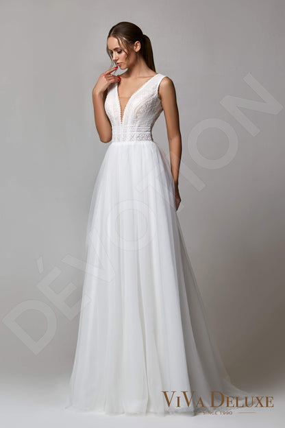 Bonnell Open back A-line Sleeveless Wedding Dress Front