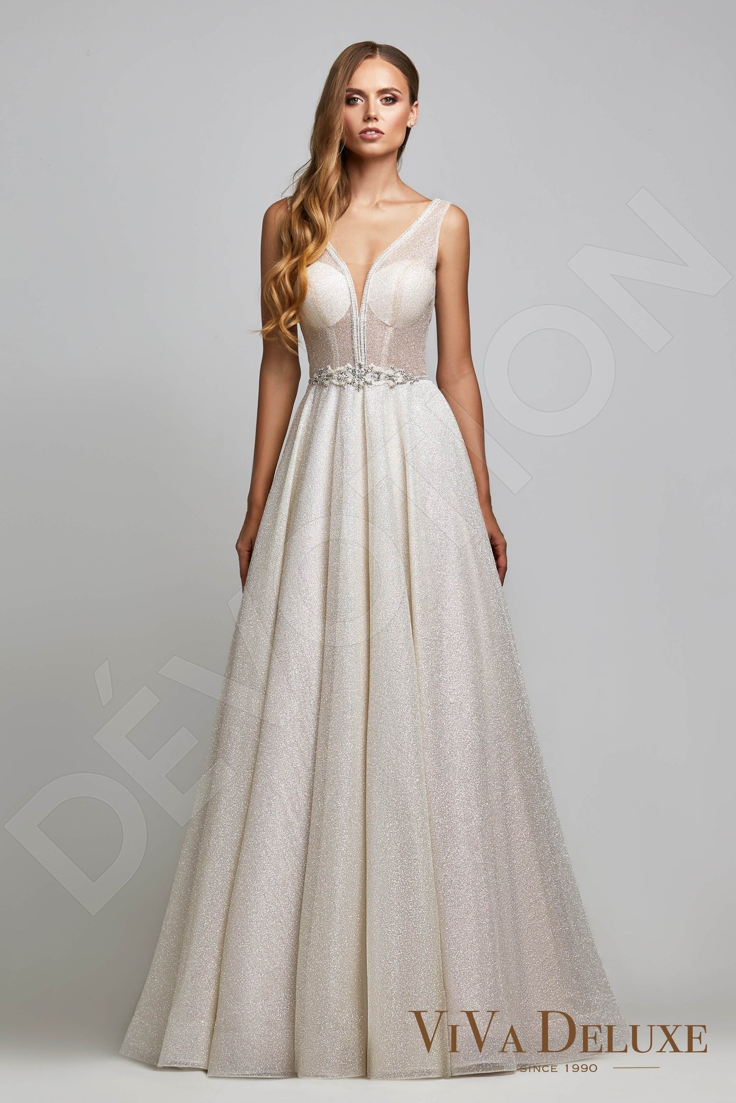 Camelia Open back A-line Sleeveless Wedding Dress Front