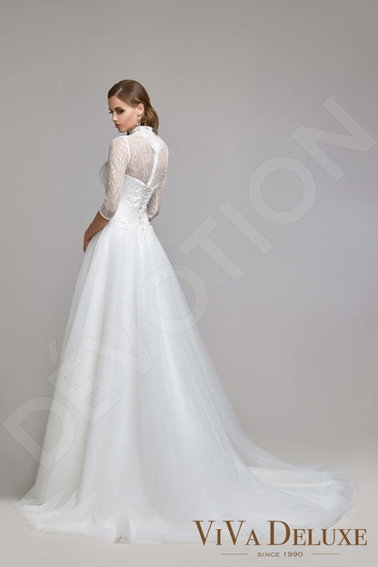 Vanesia Full back A-line 3/4 sleeve Wedding Dress Back