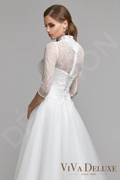 Vanesia Full back A-line 3/4 sleeve Wedding Dress 4
