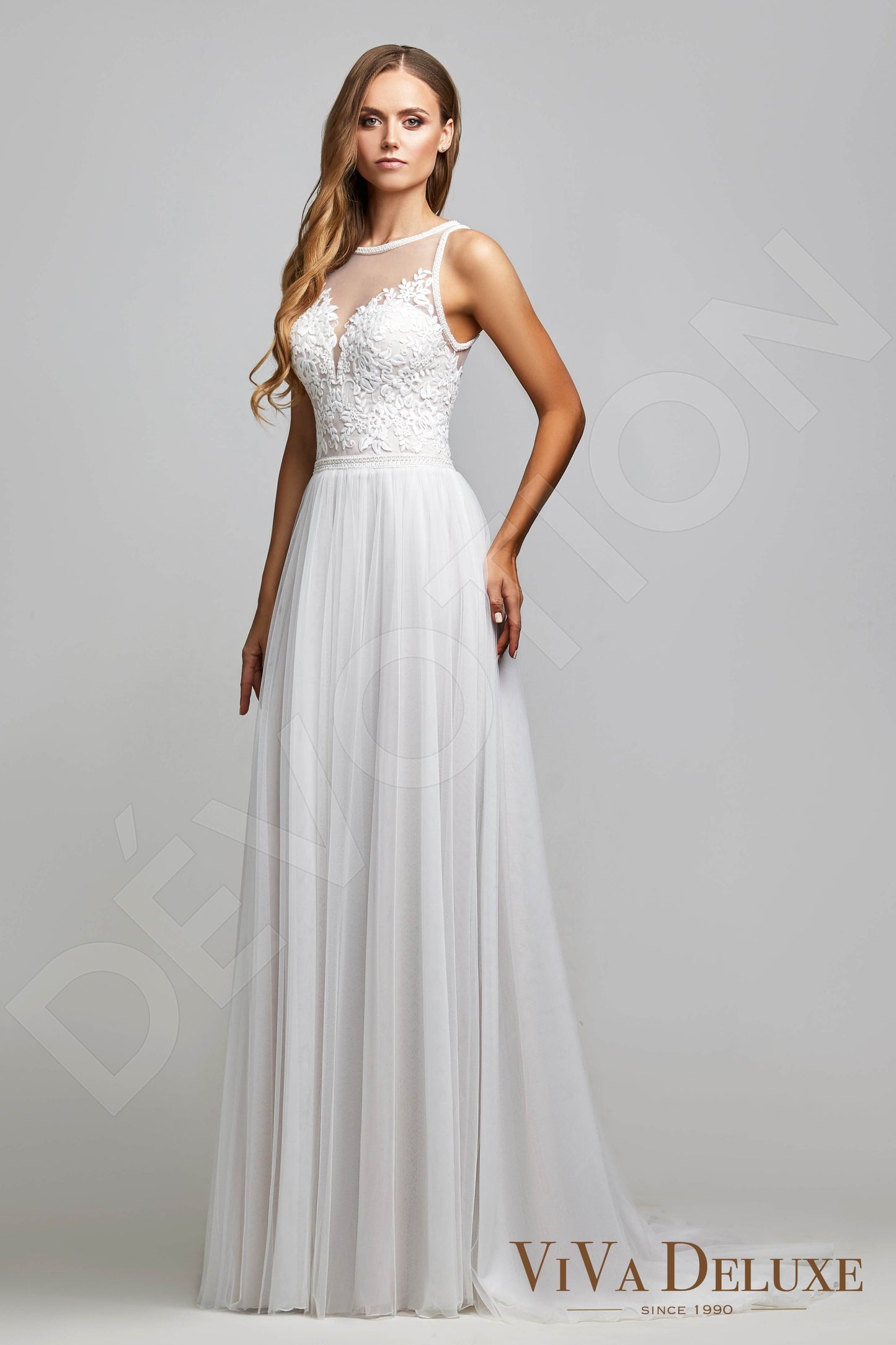 Danice Full back A-line Sleeveless Wedding Dress Front