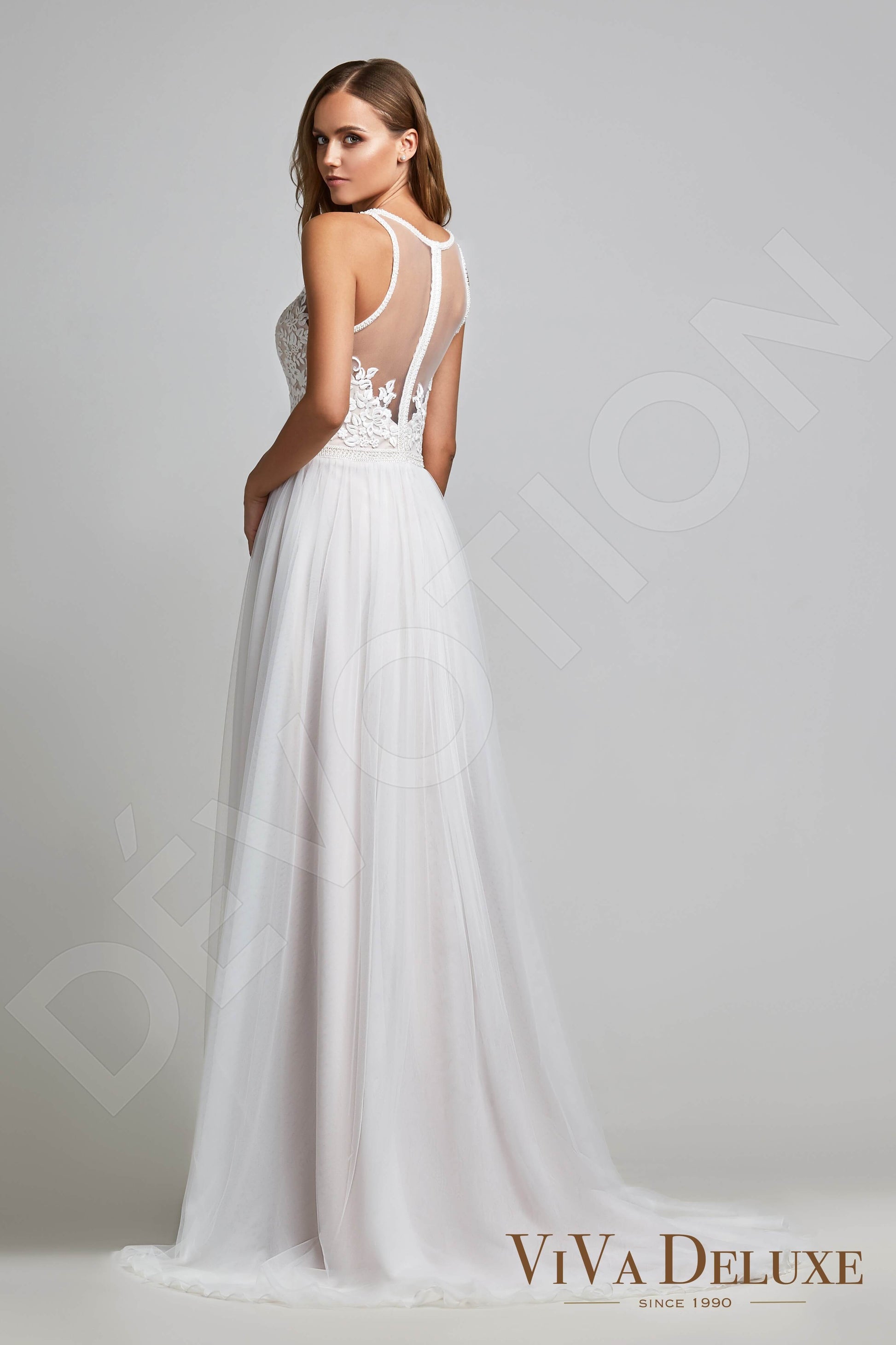 Danice A-line Jewel Ivory Nude Wedding dress