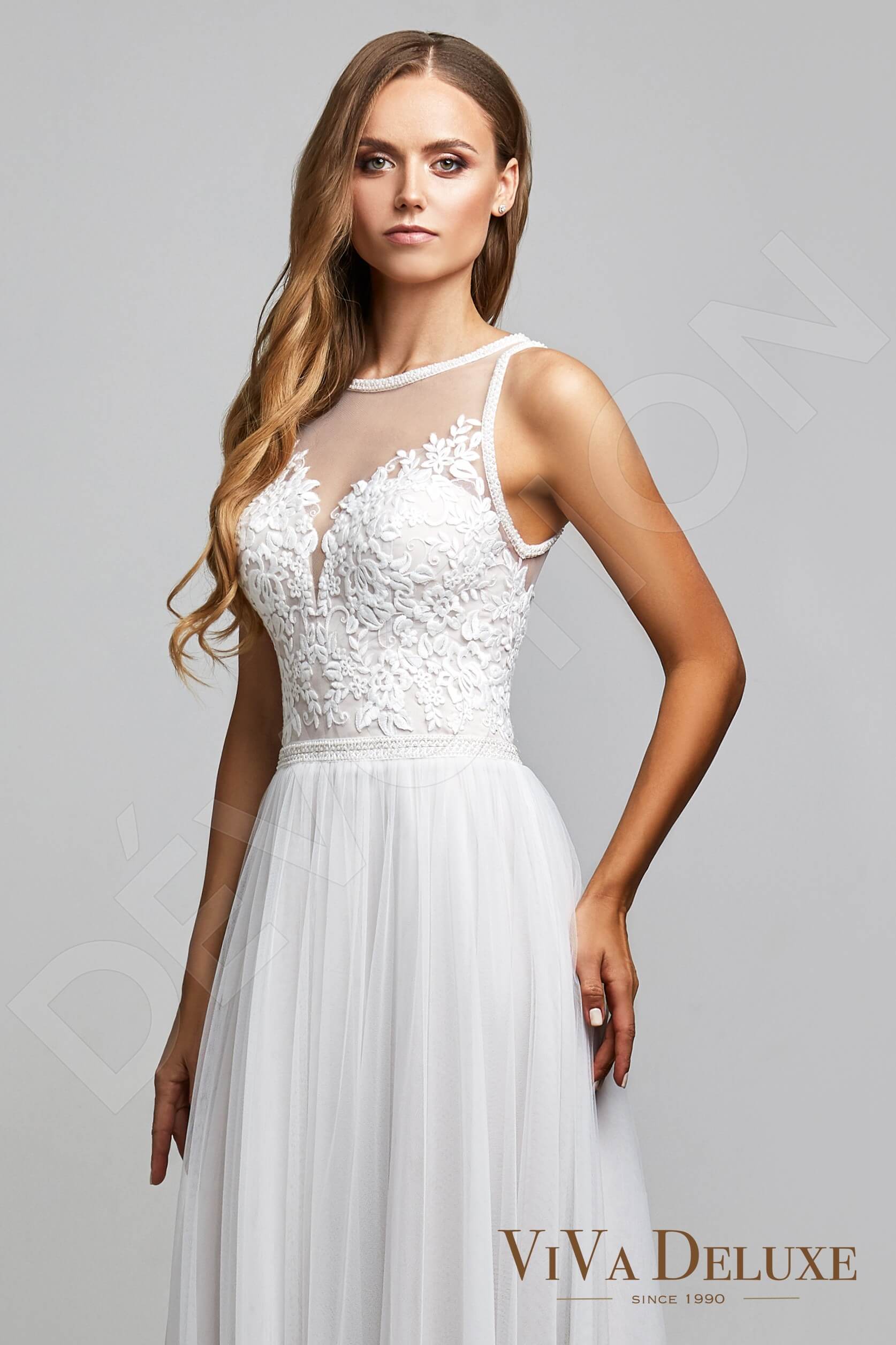 Danice A-line Jewel Ivory Nude Wedding dress