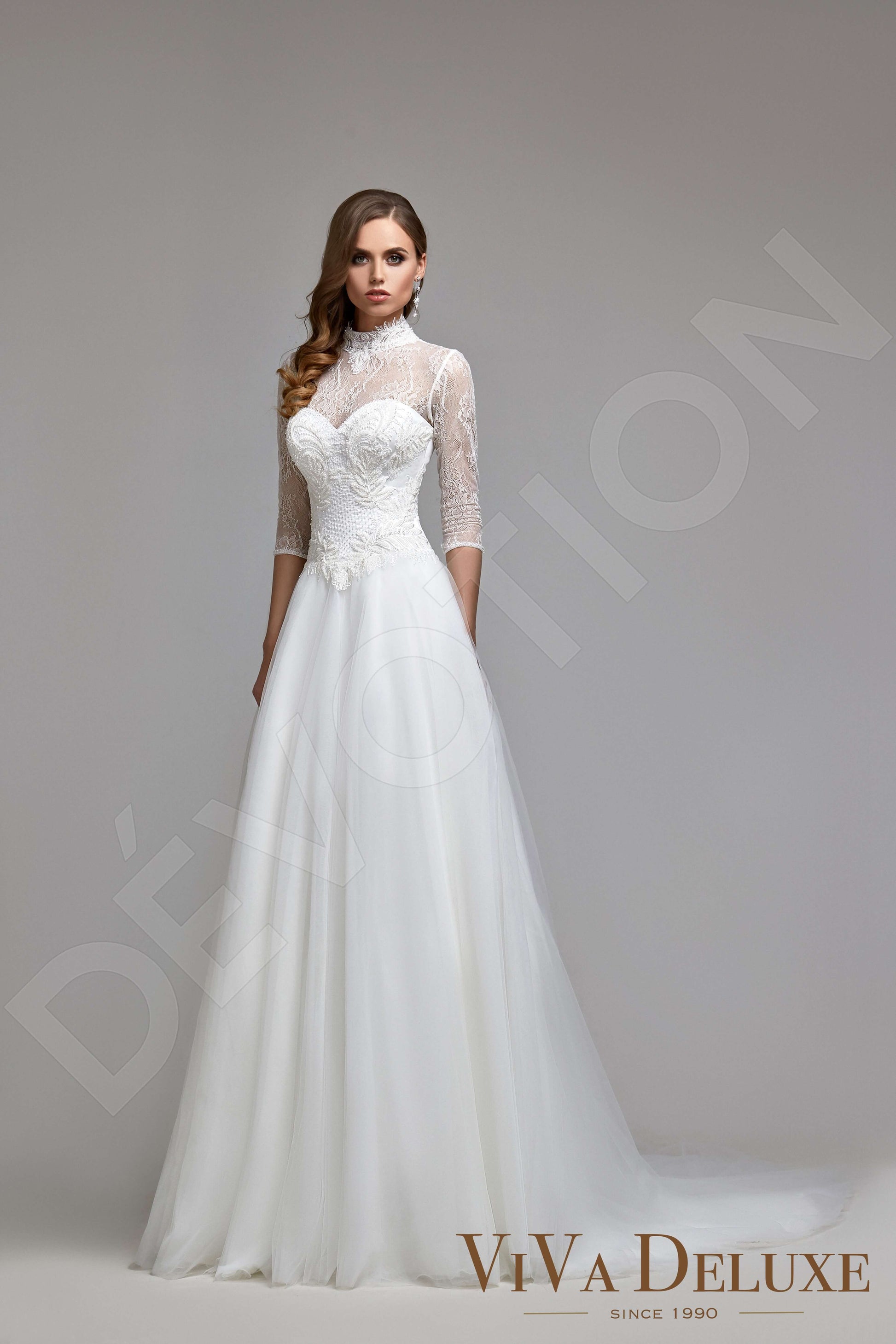 Vanesia A-line High neck Ivory Wedding dress